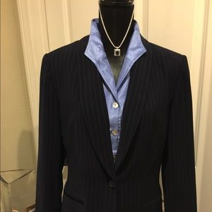 Navy Blue Pinstriped Suit